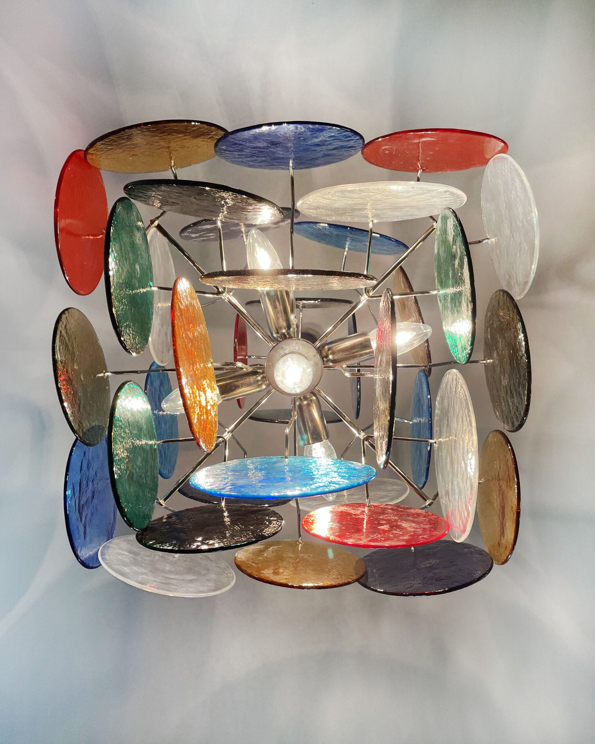 Murano Chandelier – 36 Multicoloured Disc Glass Elements – detail 7 – Murano Classics