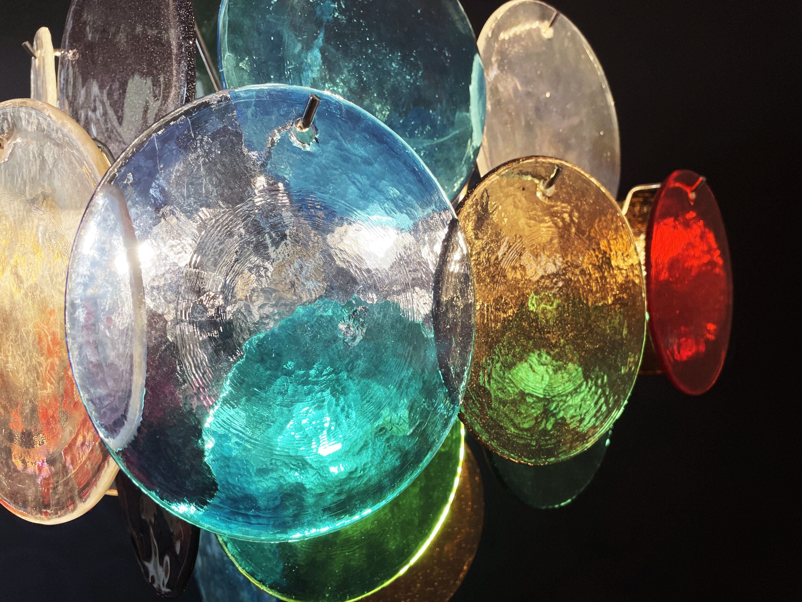 Murano Chandelier – 36 Multicoloured Disc Glass Elements – detail 6 – Murano Classics
