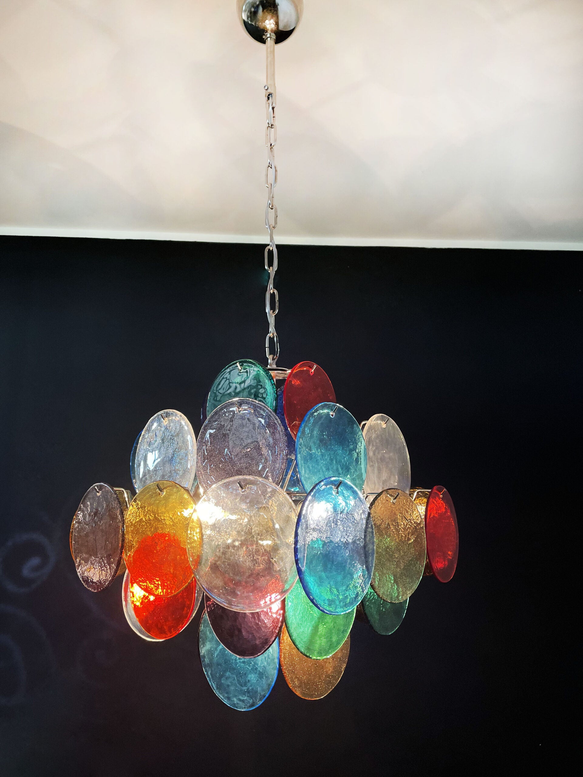 Murano Chandelier – 36 Multicoloured Disc Glass Elements – detail 4 – Murano Classics