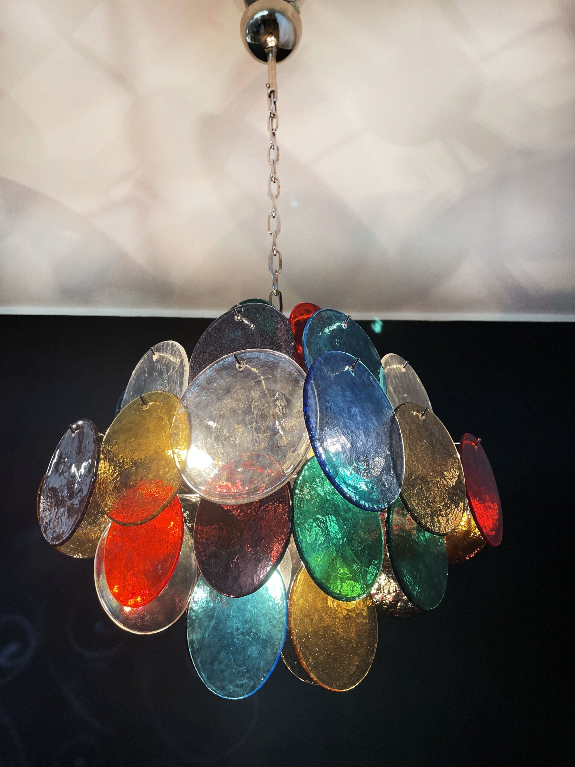 Murano Chandelier – 36 Multicoloured Disc Glass Elements – detail 2 – Murano Classics