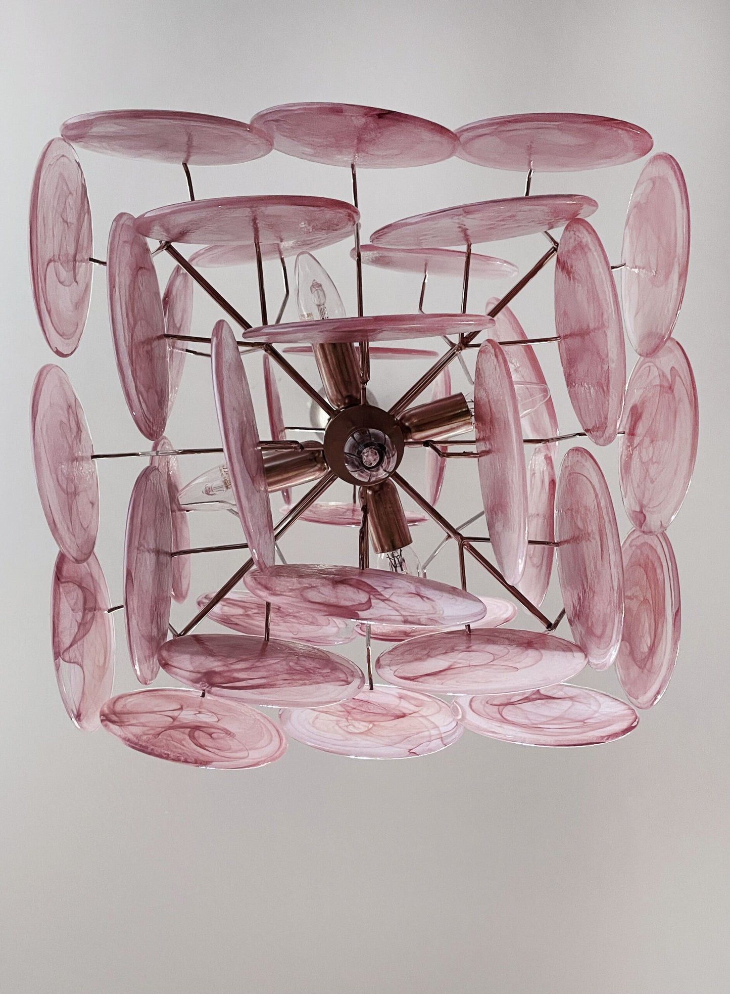 Murano Lysekrone | 36 Rosa Glassdisker