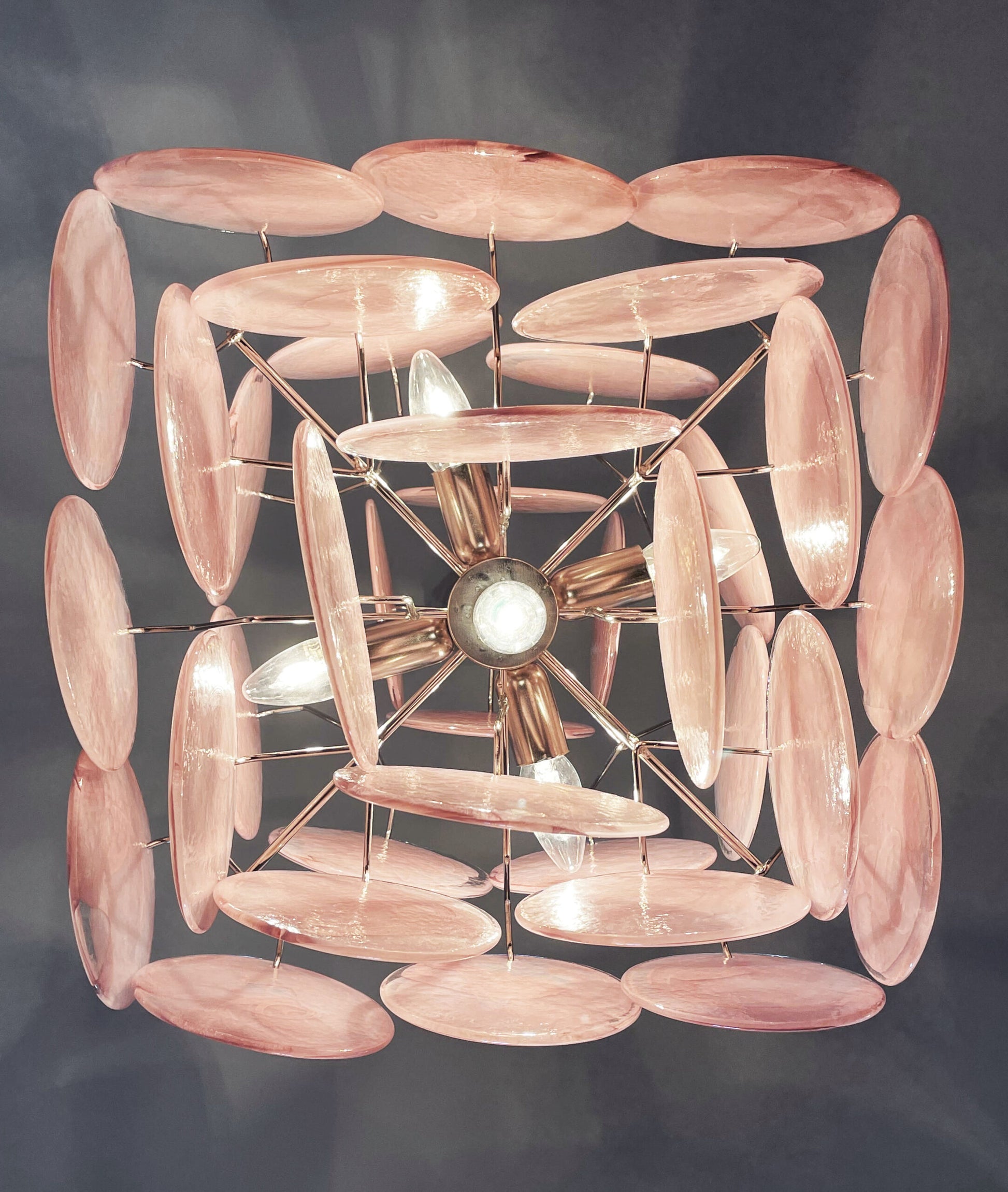 Murano Lysekrone | 36 Rosa Glassdisker