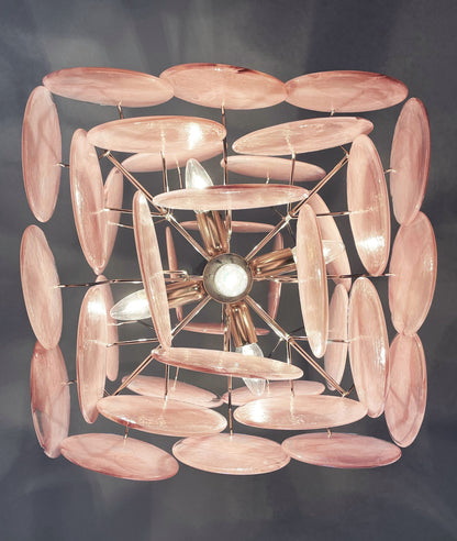 Murano Lysekrone | 36 Rosa Glassdisker