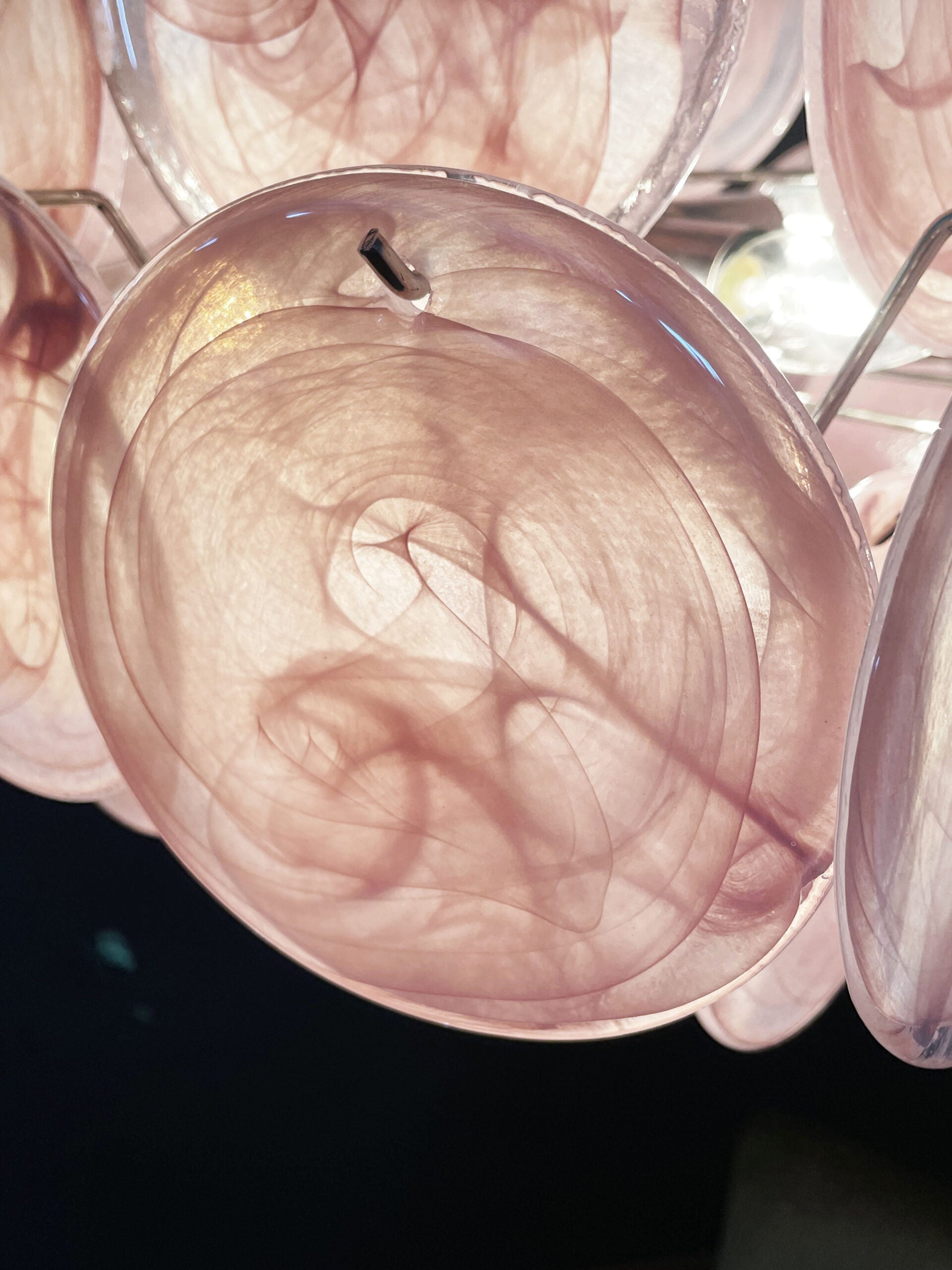 Murano Lysekrone | 36 Rosa Glassdisker