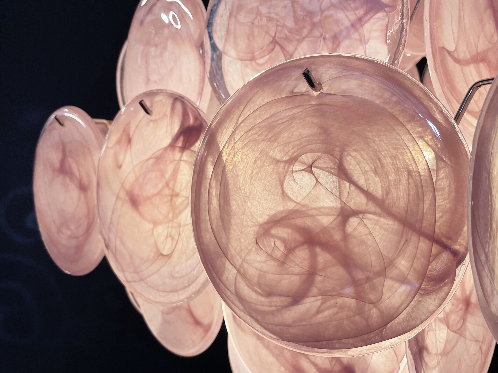 Murano Lysekrone | 36 Rosa Glassdisker