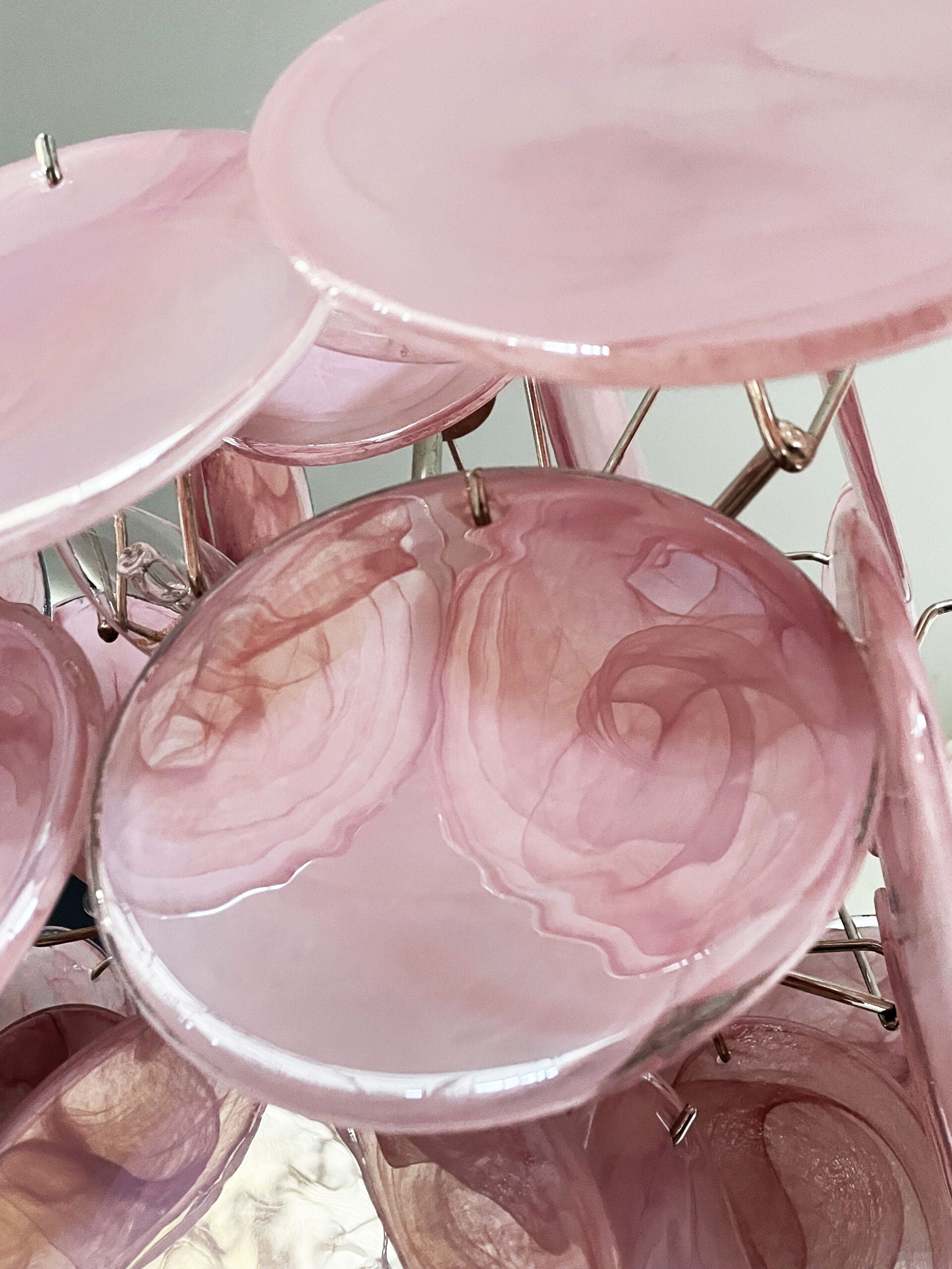 Murano Lysekrone | 36 Rosa Glassdisker