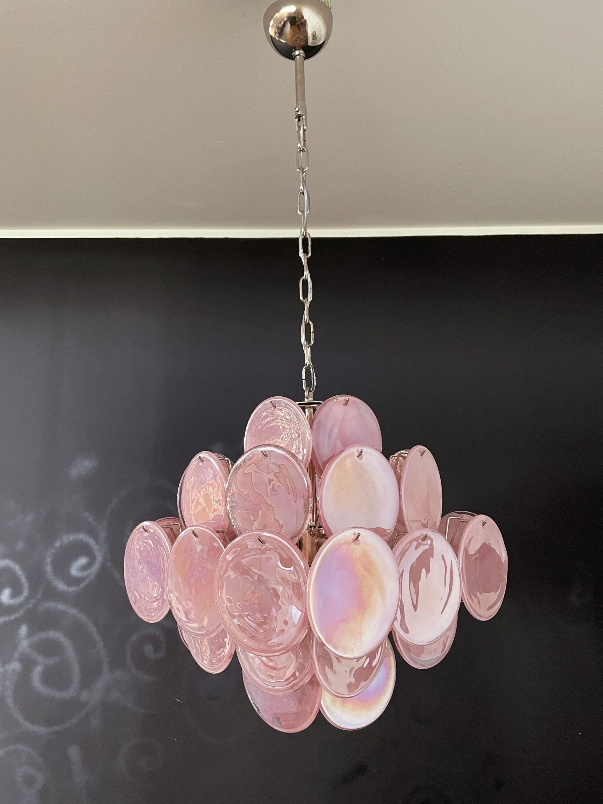 Murano Chandelier – 36 Pink Disc Glass – Murano Classics