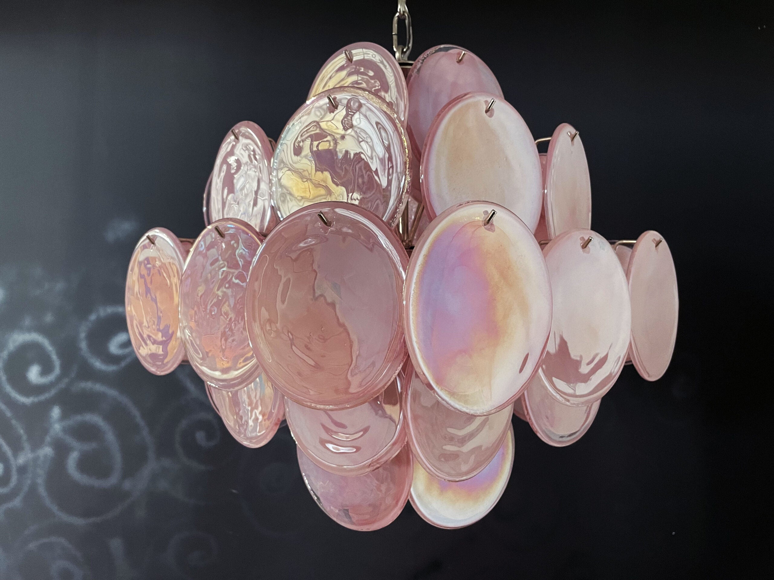 Murano Chandelier – 36 Pink Disc Glass – detail 4 – Murano Classics