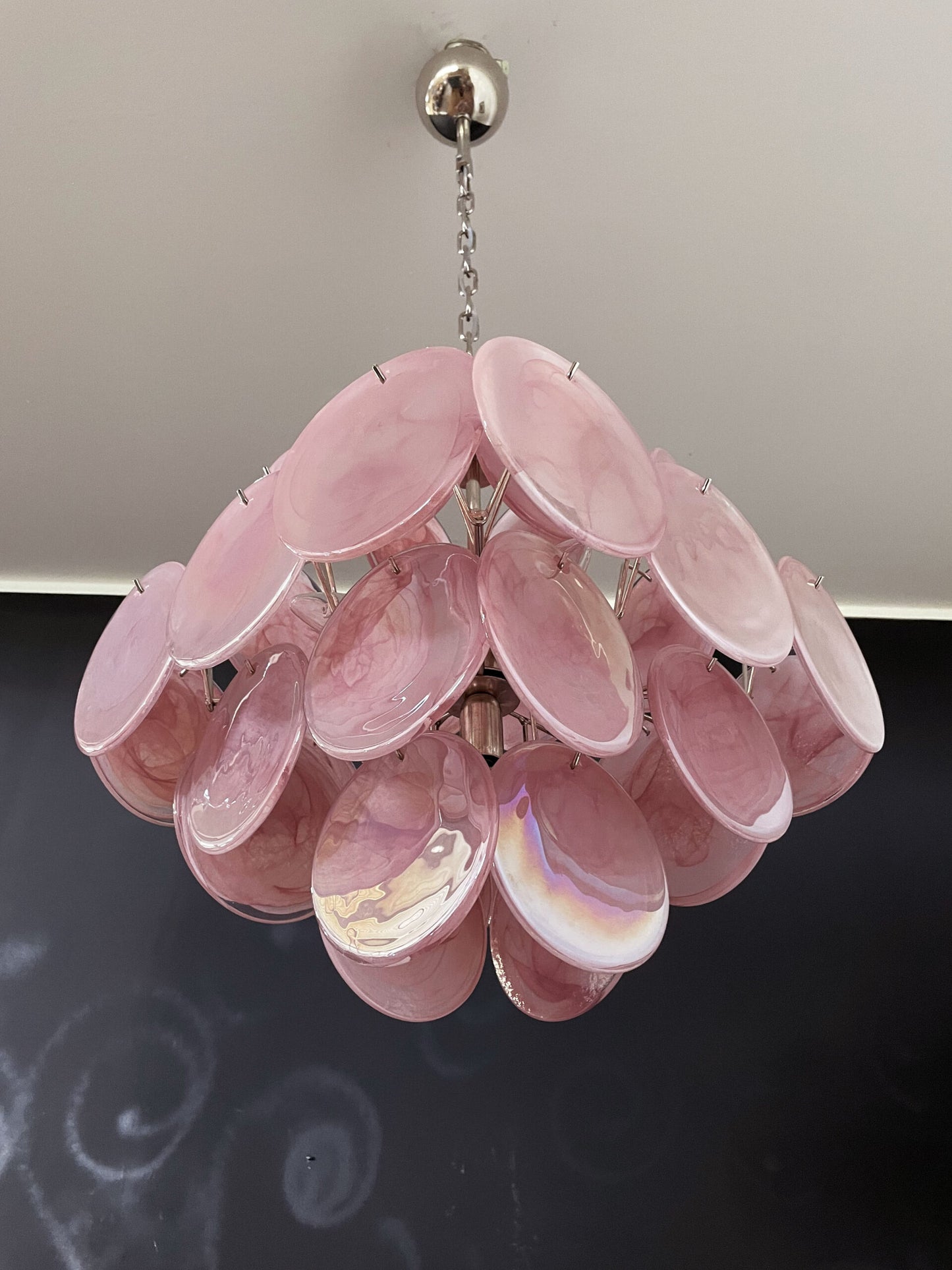 Murano Lysekrone | 36 Rosa Glassdisker