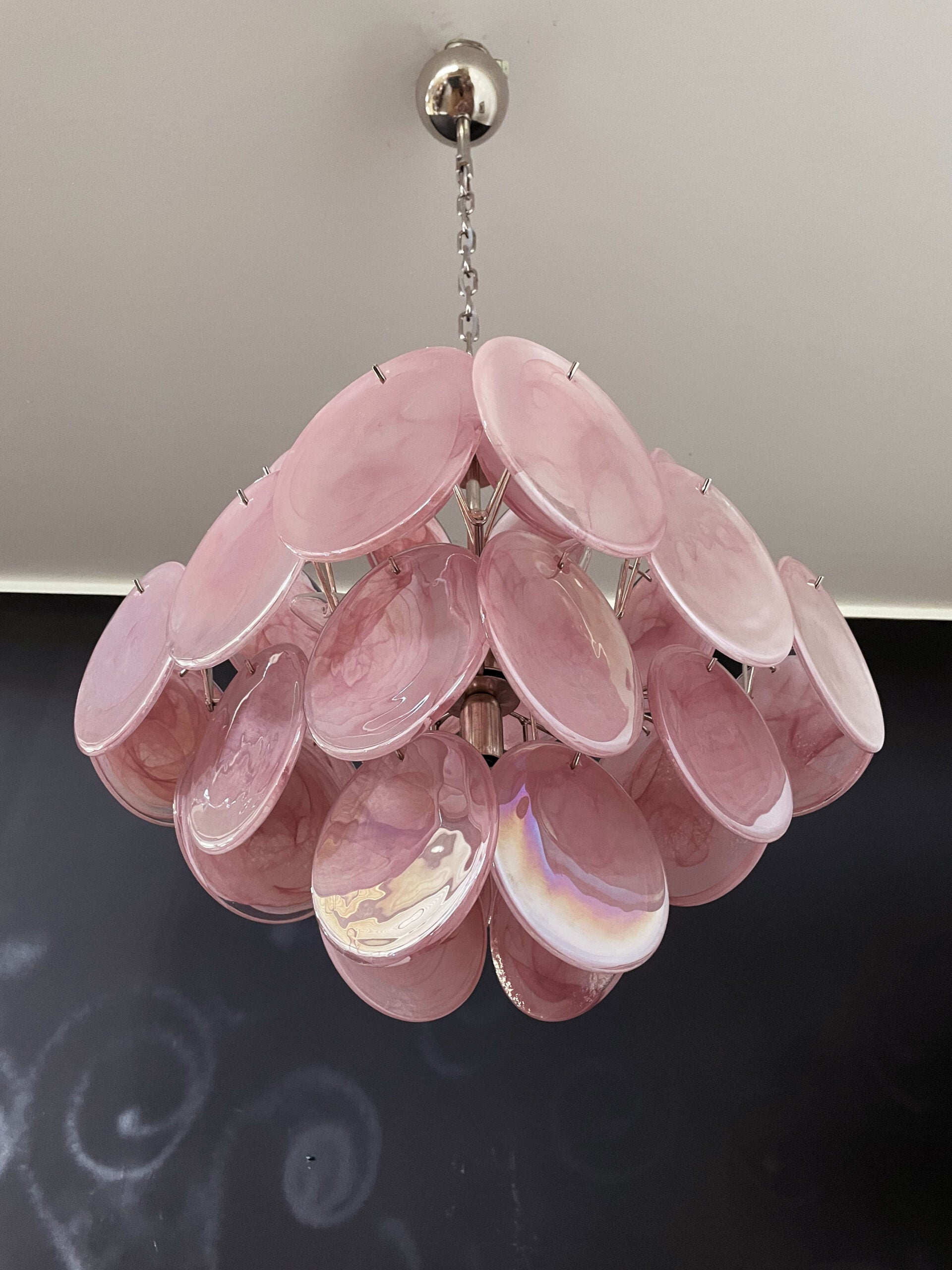 Murano Chandelier – 36 Pink Disc Glass – detail 6 – Murano Classics