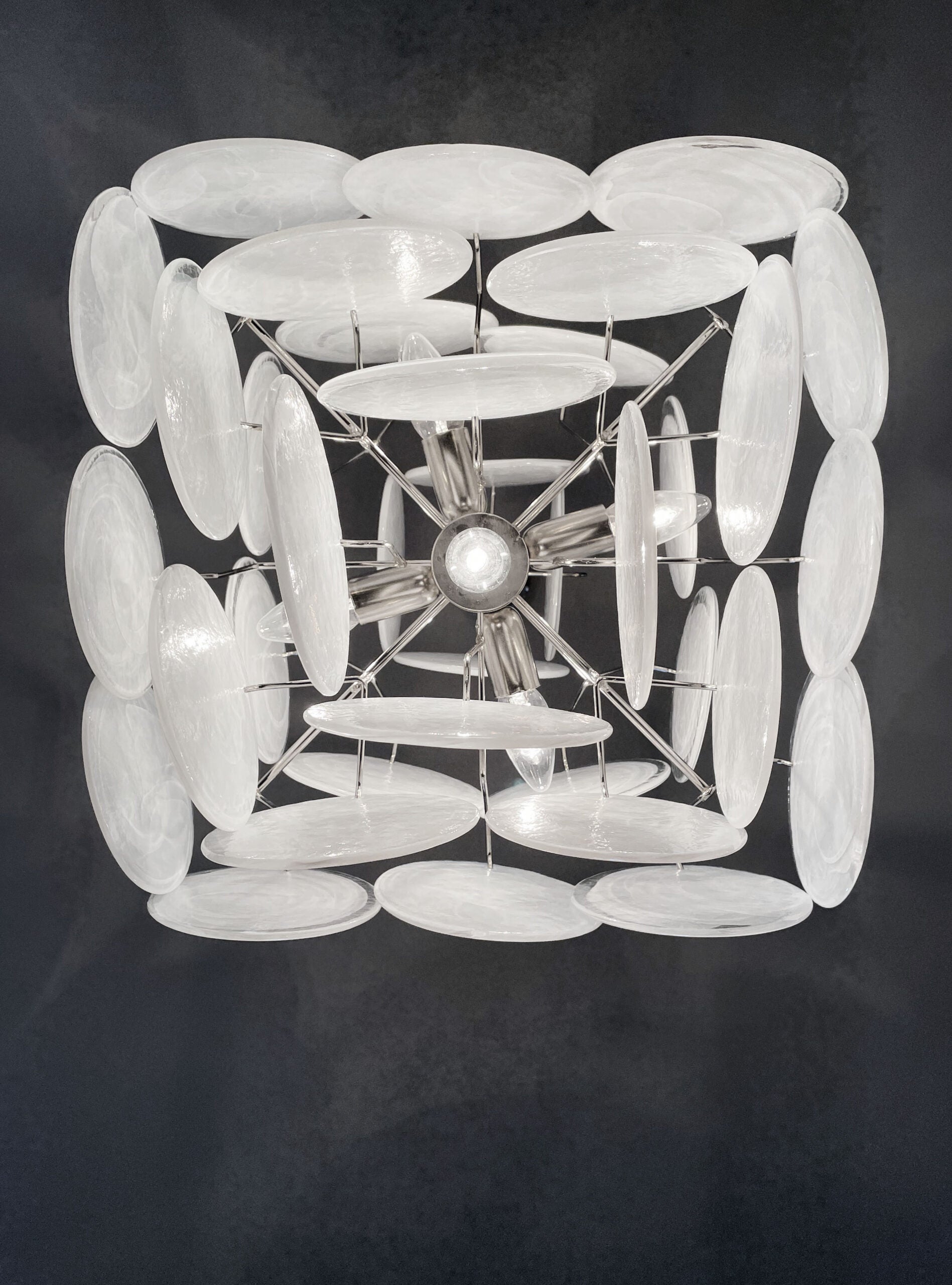 Lampadario Murano – 36 Vetri a Dischi Bianchi – dettaglio 1 – Murano Classics