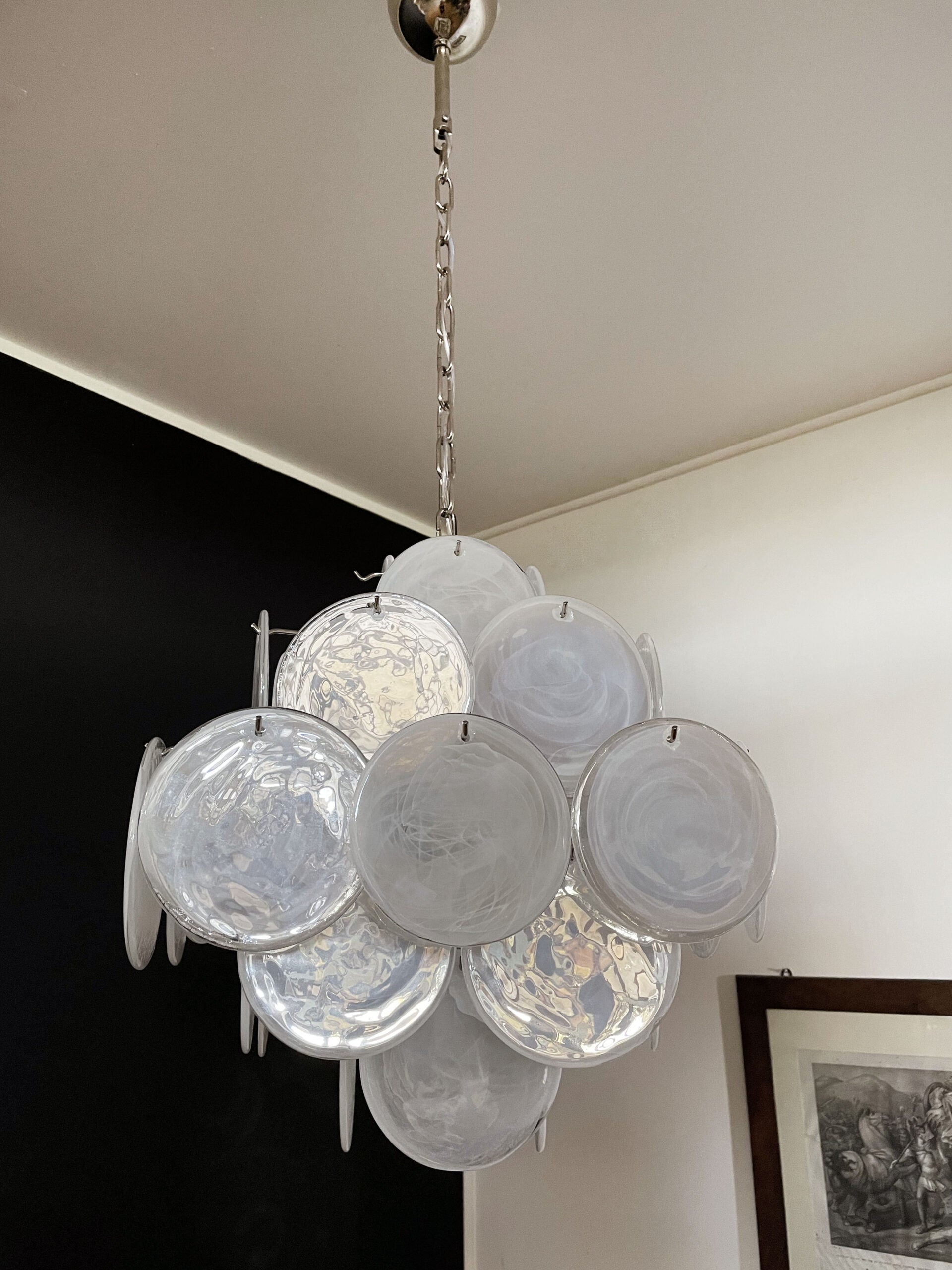Murano Chandelier – 36 White Disc Glass – detail 7 – Murano Classics