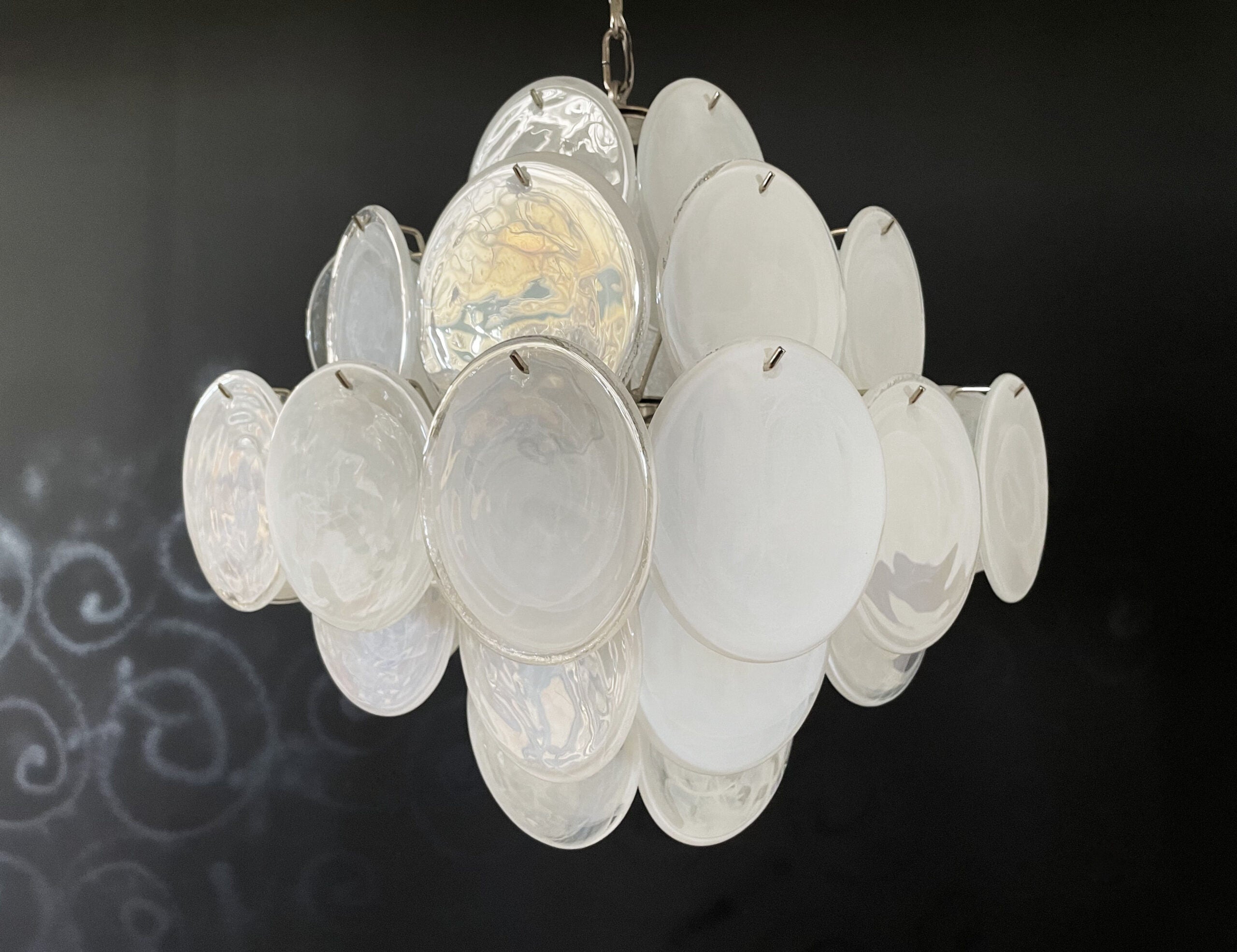 Murano Chandelier – 36 White Disc Glass – detail 10 – Murano Classics
