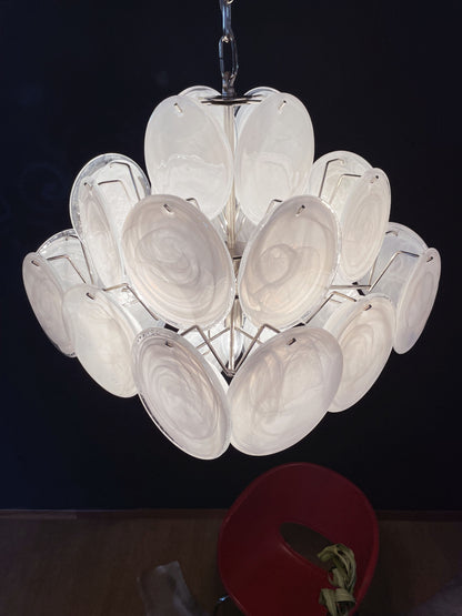 Murano Lysekrone | 36 Hvite Glassdisker