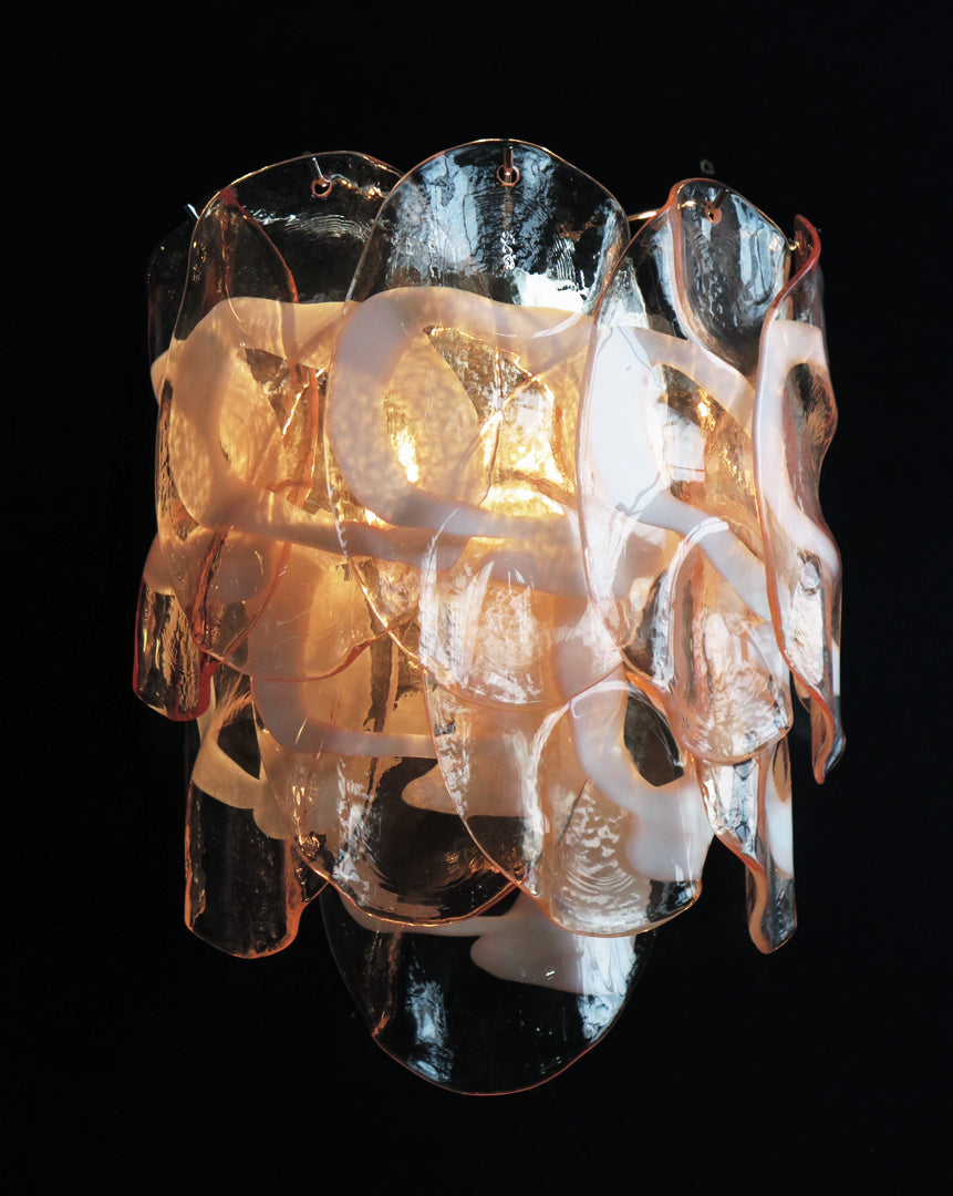 Murano Vegglampe | 10 Rosa Crostoliglass | 1 par