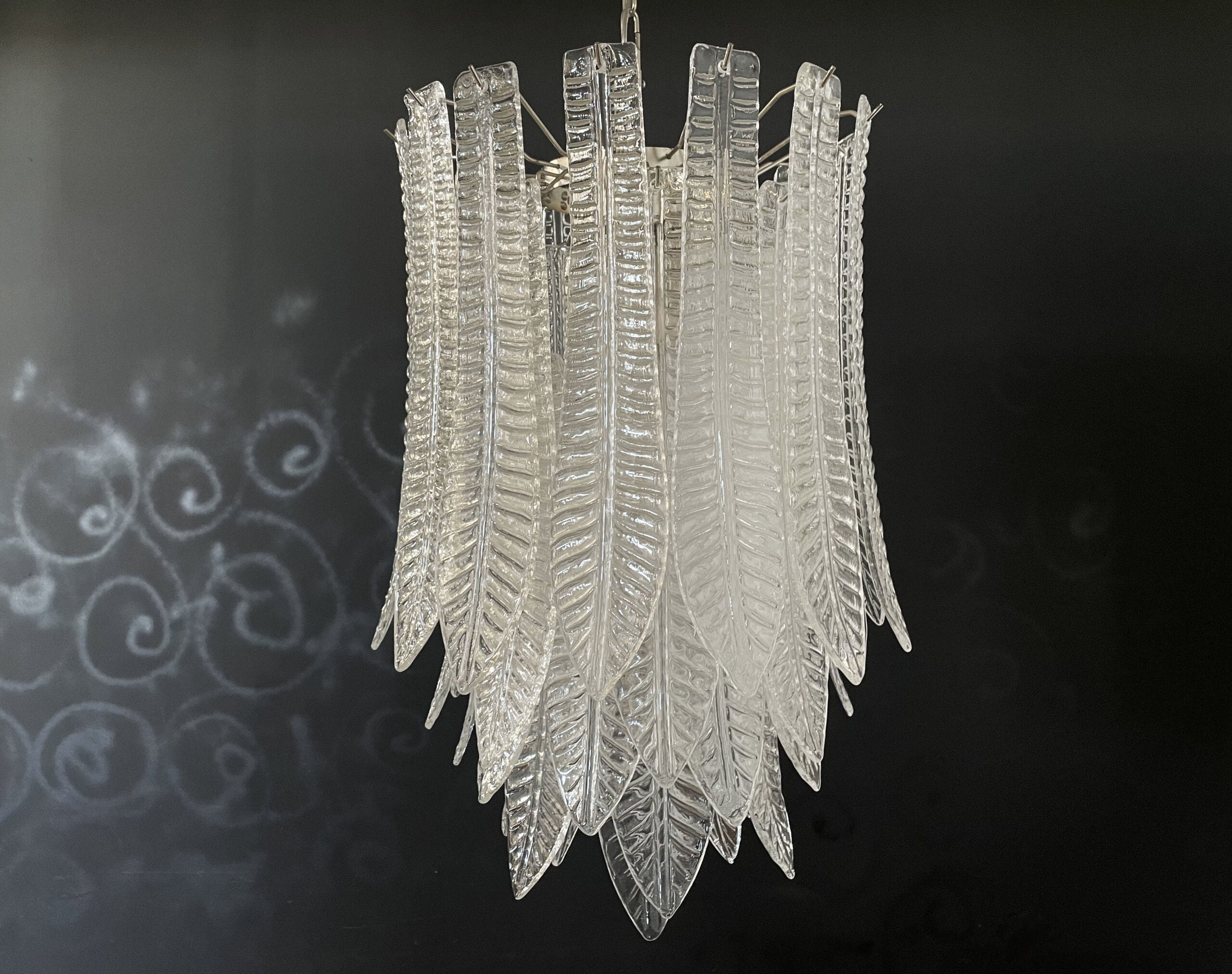 Murano Chandelier – 41 Clear Felci Glass – detail 3 – Murano Classics