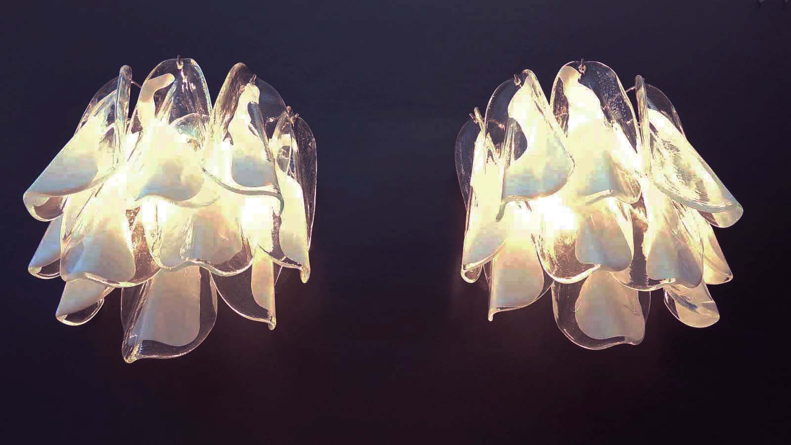 Murano Wandlampe – 20 Klare Weiße Rondinigläser – 2er-Set – Detail 2 – Murano Classics