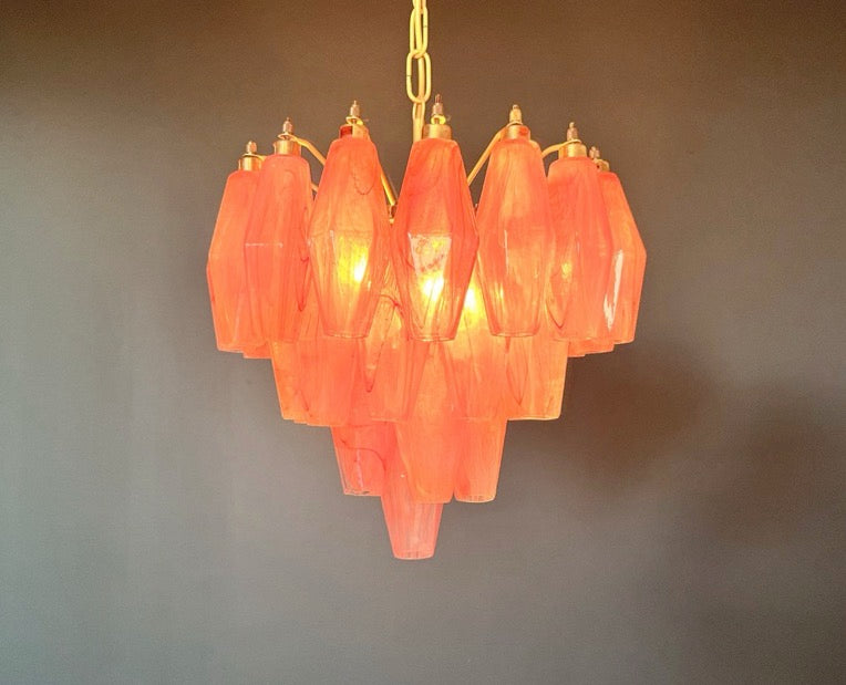 Murano Lysekrone | Rosa Alabaster Gull Poliedriglass