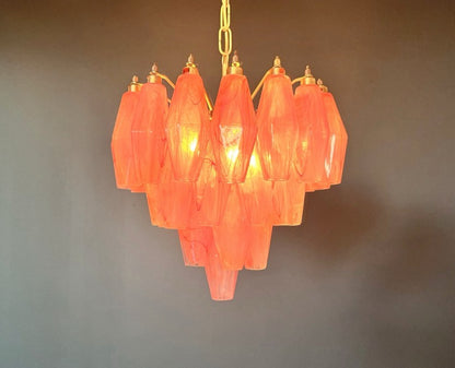 Murano Lysekrone | Rosa Alabaster Gull Poliedriglass