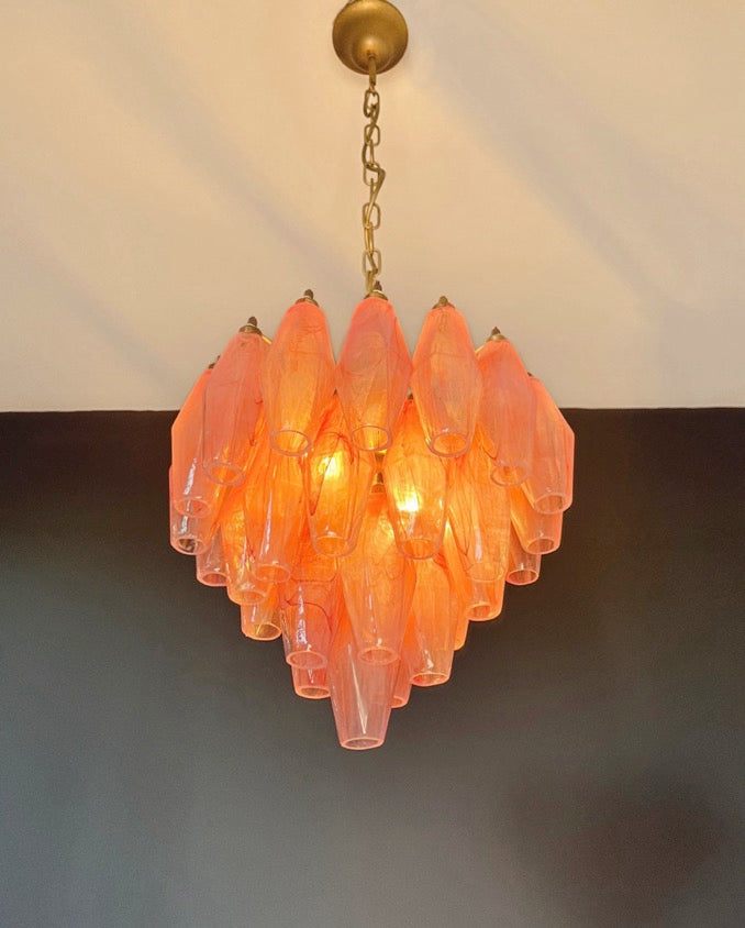 Murano Lysekrone | Rosa Alabaster Gull Poliedriglass