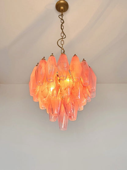 Murano Lysekrone | Rosa Alabaster Gull Poliedriglass