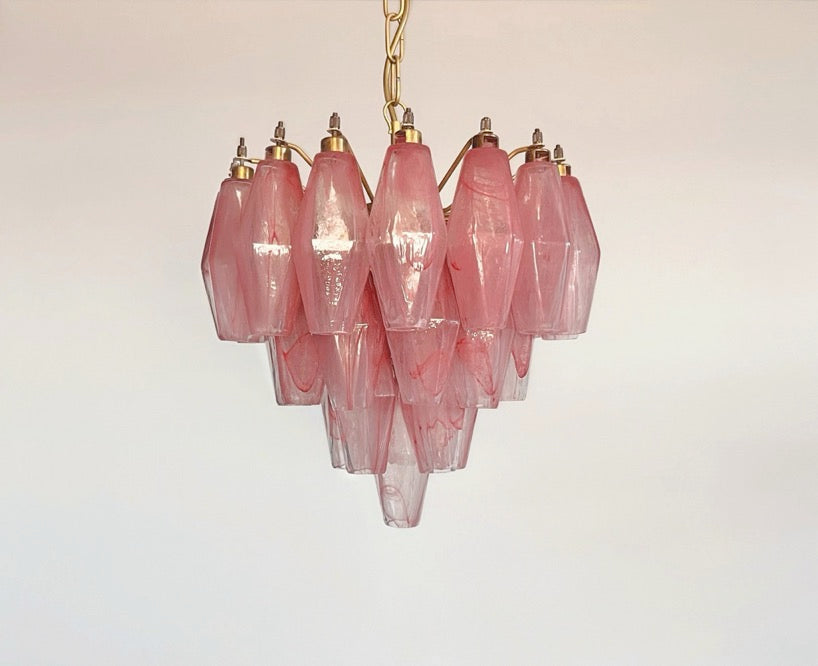Murano Kronleuchter – 32 Rosa Alabaster Poliedriglas – Detail 8 – Murano Classics