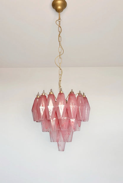 Murano Lysekrone | Rosa Alabaster Gull Poliedriglass