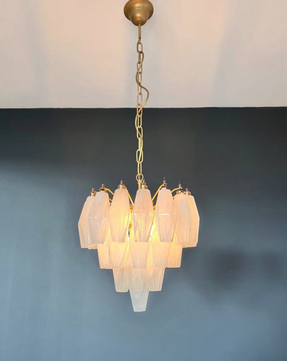 Murano Lysekrone | Alabaster hvit Hvite Alabaster Gull Poliedriglass