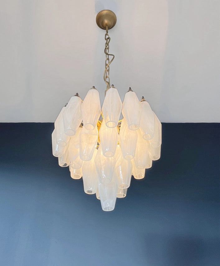 Murano Kroonluchter – 32 Witte Alabaster Poliedriglas – detail 5 – Murano Classics