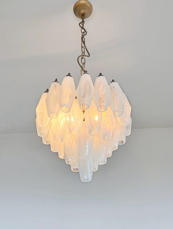Murano Kroonluchter – 32 Witte Alabaster Poliedriglas – detail 3 – Murano Classics