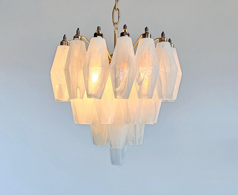 Murano Lysekrone | Alabaster hvit Hvite Alabaster Gull Poliedriglass