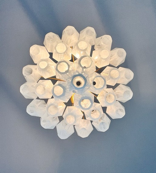 Murano Kroonluchter – 32 Witte Alabaster Poliedriglas – detail 1 – Murano Classics