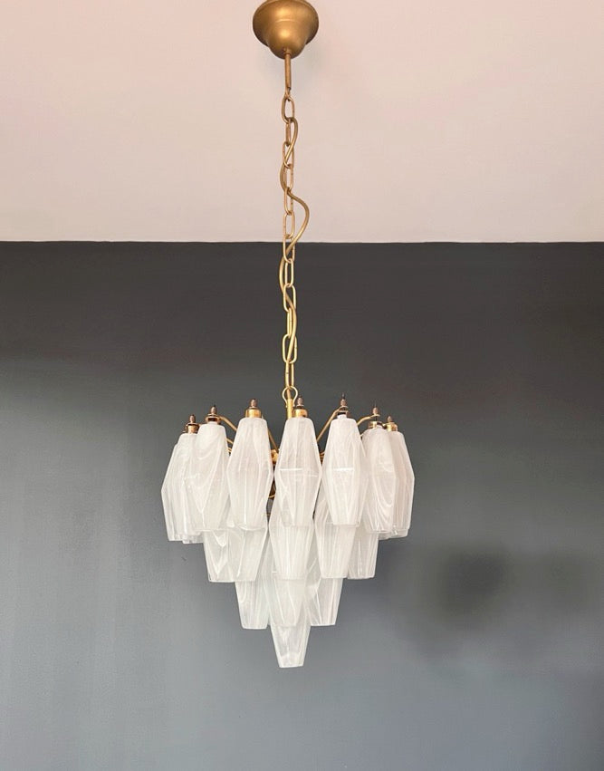 Murano Kroonluchter – 32 Witte Alabaster Poliedriglas – Murano Classics