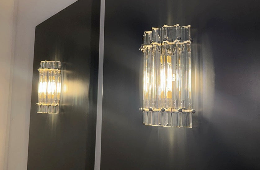 Murano Vegglampe | 7 Klare Prismeglass | 1 par