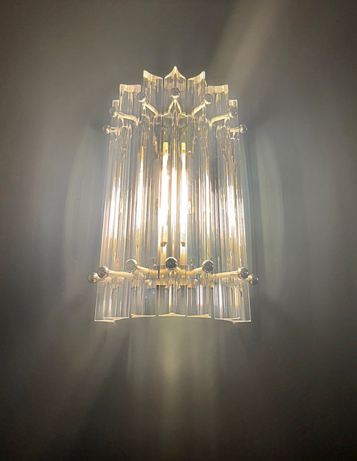 Murano Vegglampe | 7 Klare Prismeglass | 1 par