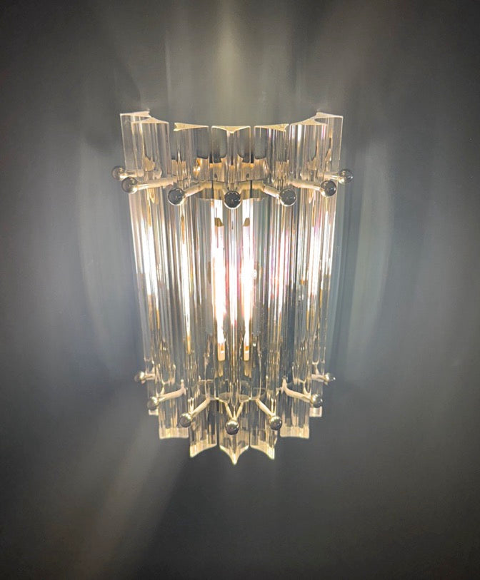 Murano Vegglampe | 7 Klare Prismeglass | 1 par