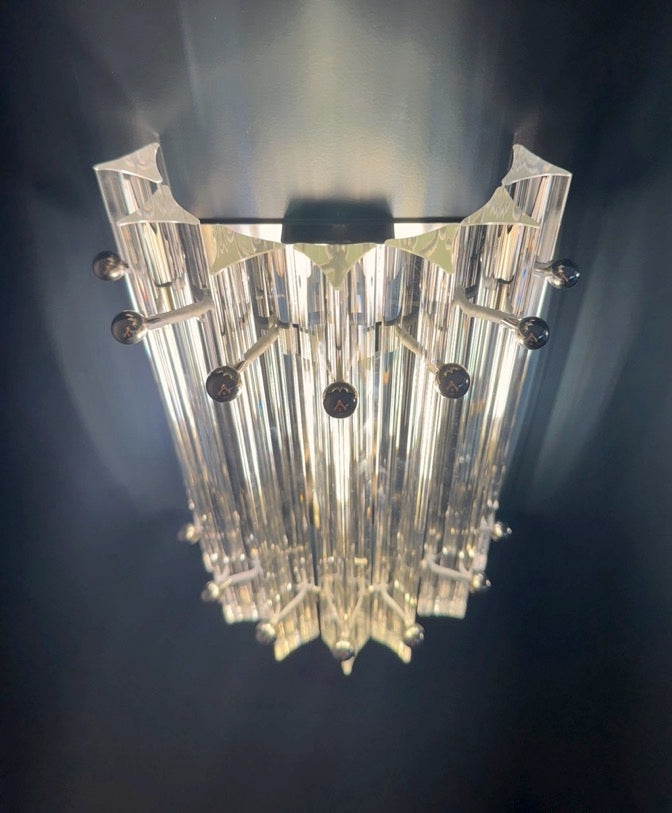 Murano Wall Lamp – 7 Clear Prism Glass – Set of 2 – detail 3 – Murano Classics