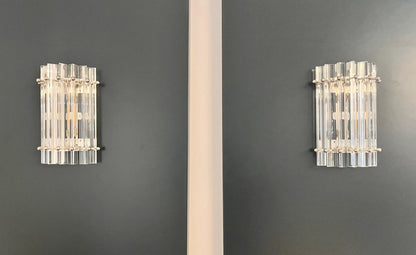 Murano Vegglampe | 7 Klare Prismeglass | 1 par