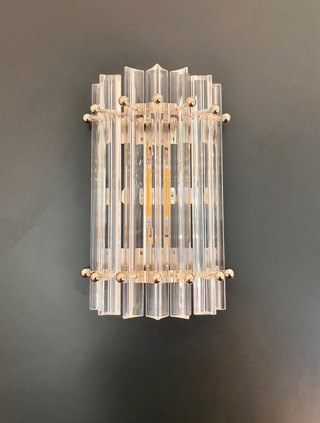 Murano Vegglampe | 7 Klare Prismeglass | 1 par