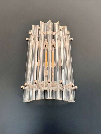 Murano Vegglampe | 7 Klare Prismeglass | 1 par