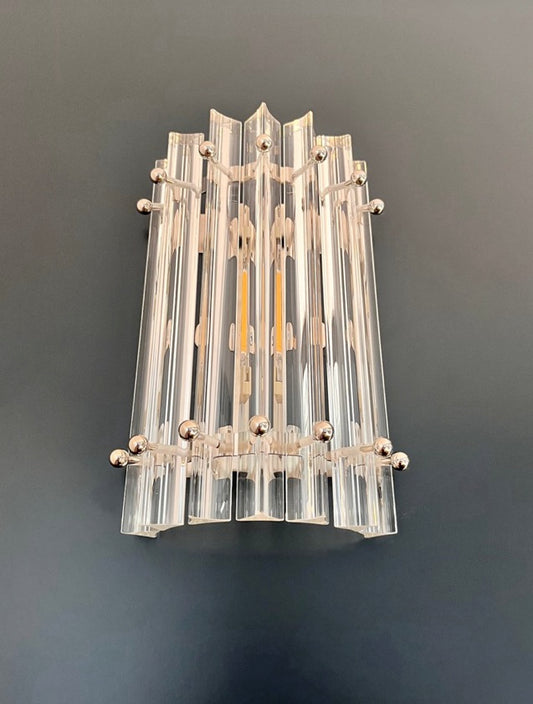 Murano Vegglampe | 7 Klare Prismeglass | 1 par