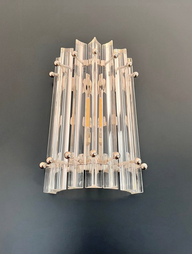 Murano Wall Lamp – 7 Clear Prism Glass – Set of 2 – Murano Classics