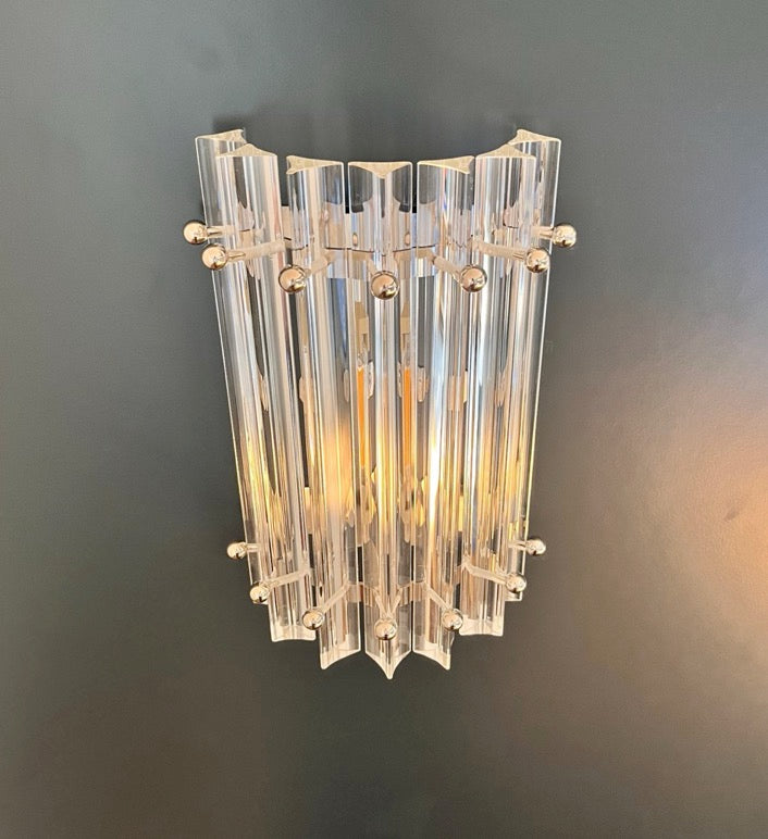 Murano Vegglampe | 7 Klare Prismeglass | 1 par