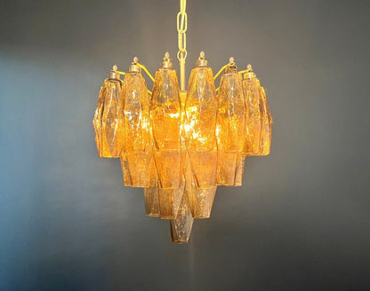 Murano Lysekrone | Røykfargede Gull Poliedriglass