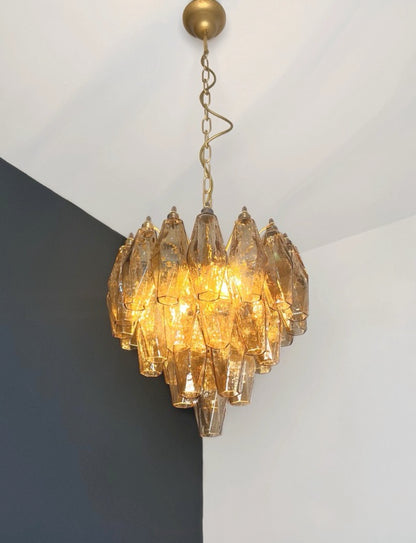 Murano Lysekrone | Røykfargede Gull Poliedriglass