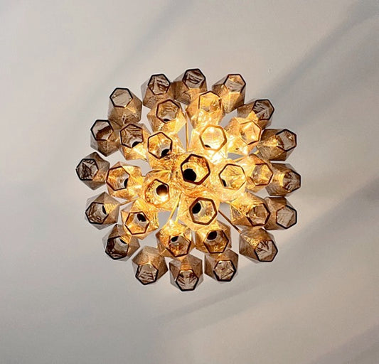 Murano Lysekrone | Røykfargede Gull Poliedriglass