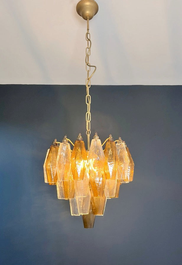 Lampadario Murano – 32 Vetri Poliedri Trasparenti Affumicati – dettaglio 6 – Murano Classics