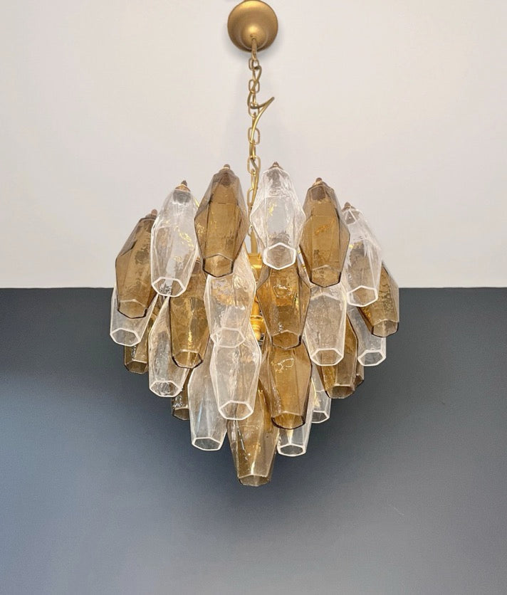 Lampadario Murano – 32 Vetri Poliedri Trasparenti Affumicati – dettaglio 11 – Murano Classics