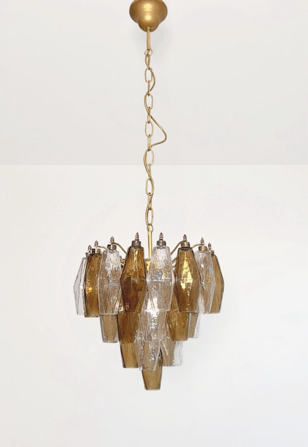 Lampadario Murano – 32 Vetri Poliedri Trasparenti Affumicati – dettaglio 10 – Murano Classics