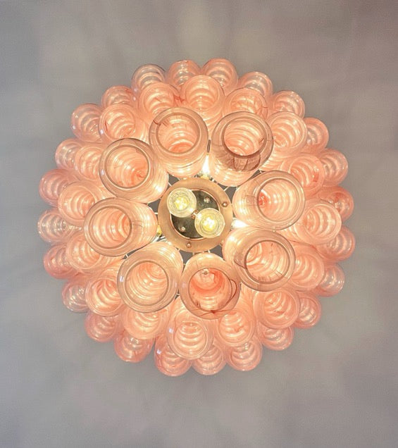 Murano Chandelier – 48 Pink Alabaster Glass Tubes – detail 1 – Murano Classics